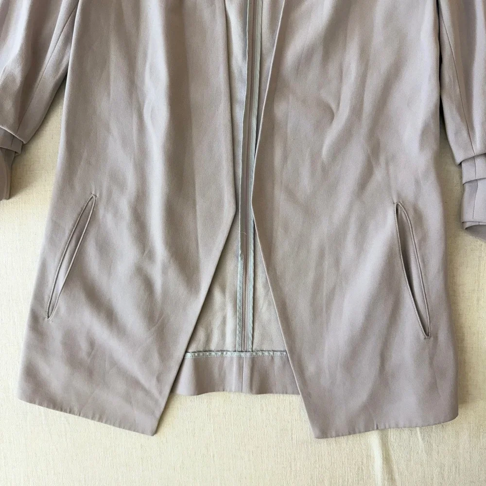 Babaton Aritzia Power Hip Blazer 0 Mauve Taupe Ruched 3/4 Sleeve Open Front